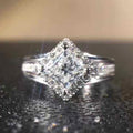 CAOSHI Delicate Rhombus Design Sparkling Cubic Zirconia Rings for Women Wedding Trend Silver Plated CZ Rings for Girlfriend Gift