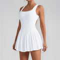 M217 Women's Pleated One-Piece Backless Sportswear Outdoor Anti-Walk Fitness Skirt Breathable Tennis Wear