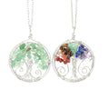 New Fashion Natural Crystal Stone Tree of Life Wire Wrapped Pendant Necklace Fortune Tree Necklace Gemstone Pendant