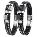 New Arrival Stainless Steel Silver Plated Magnetic Clasp Bracelets Genuine Leather Unisex Bangle Bracelet PH1463