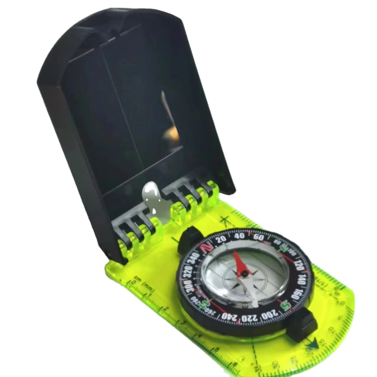 Outdoor Hiking Camping Acrylic Compass Transparent Navigation Compass Clamshell Outdoor Map Scale Ruler Compass