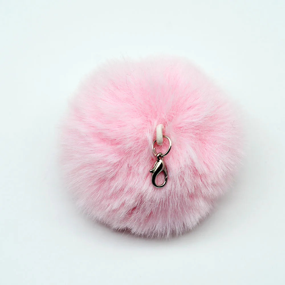 2023 New 8cm 3.1inch Faux Rabbit Fur Ball With Small Lobster Clasp Handmade Fake Fur Pom Poms for DIY Hats Cloth Decorations
