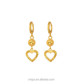 Net Celebrity Live New Heart Earrings Vietnam Sand Gold-Plated Long-Lasting Exquisite Earrings Jewelry Women