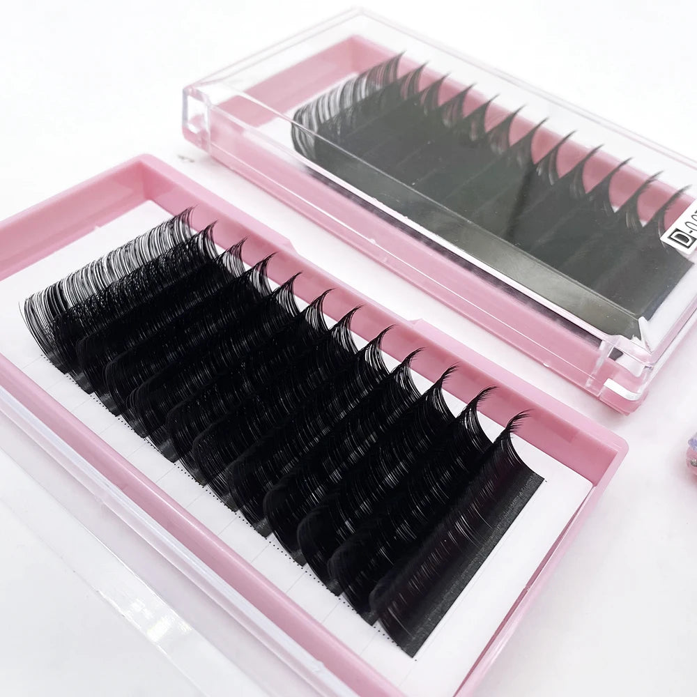 Free Sample Private Label Volume Lash Tray / 0.03 0.05 0.07 Dark Black Volume Faux Mink Lashes /cashmere Matte Lash Extensions