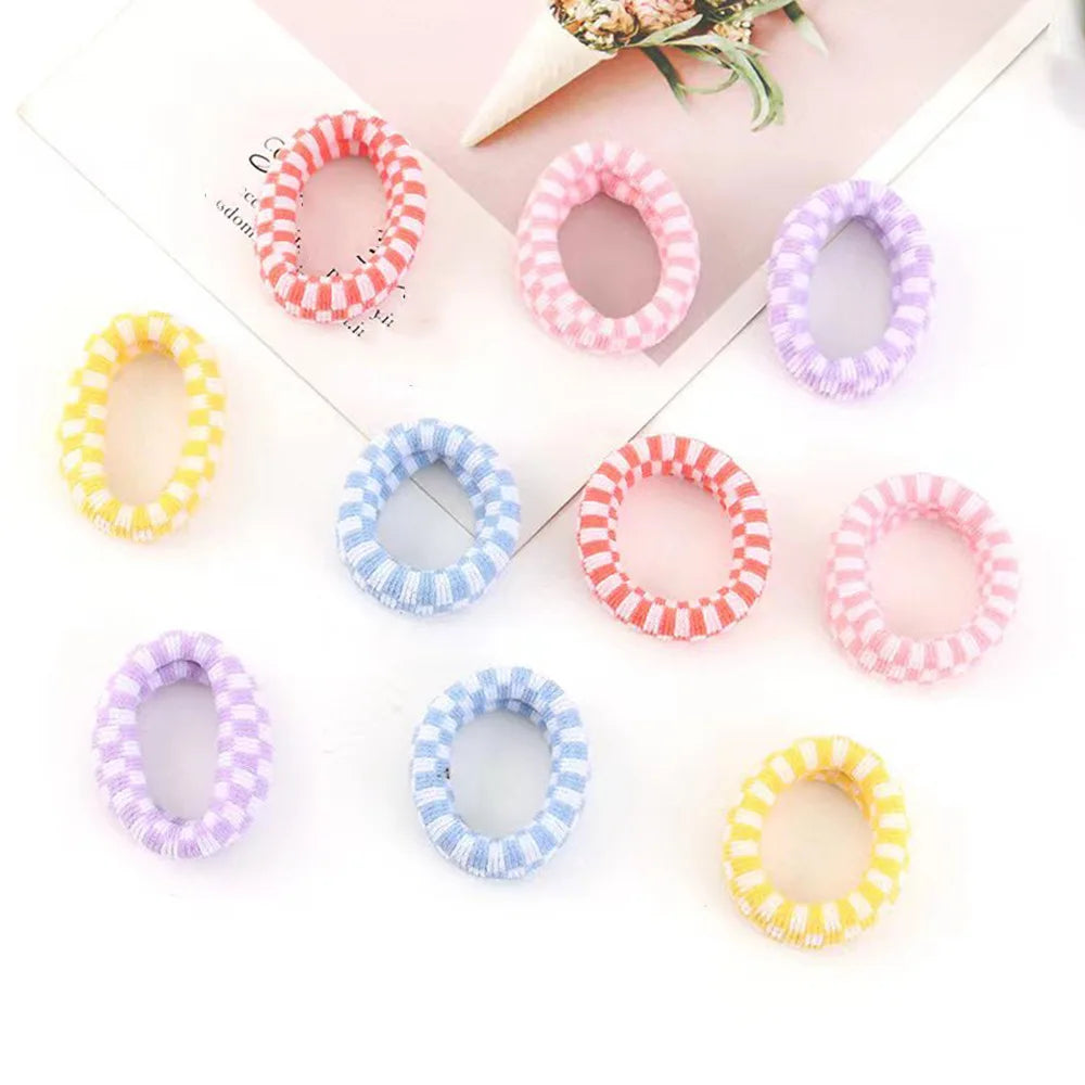 Women's Nylon Checkerboard Hair Band Accessory for Girls' Children Ponytail Daily Use Elastic Hair Tie Towel Ring
