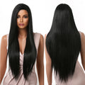 Wig Factory 30 Inches Long Black Synthetic Lace Front Wigs for Black Women Straight Partial Wigs for Women Daily Use