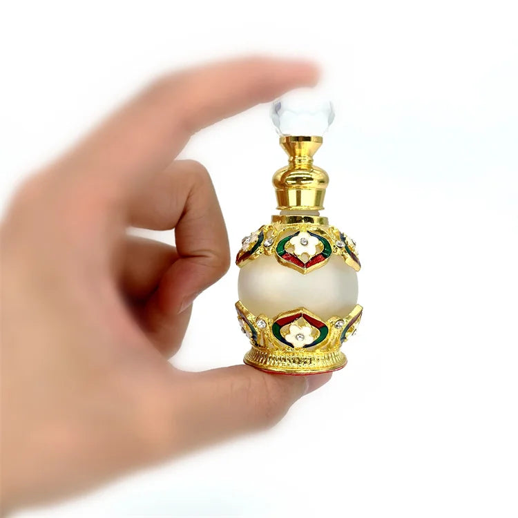 Dubai Perfume Sub-bottling 15ml Gold Retro Perfume Alloy Aromatherapy Bottle Arabic Perfume Oil Attar Bottle