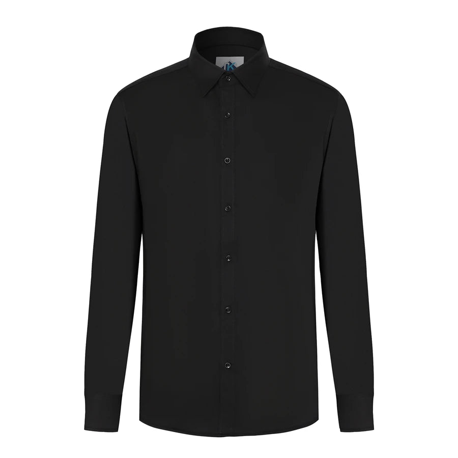Top Brand Quality 65%bamboo 35%cotton Twill Business Long Sleeve Formal Black Smart Dress Men's Shirts