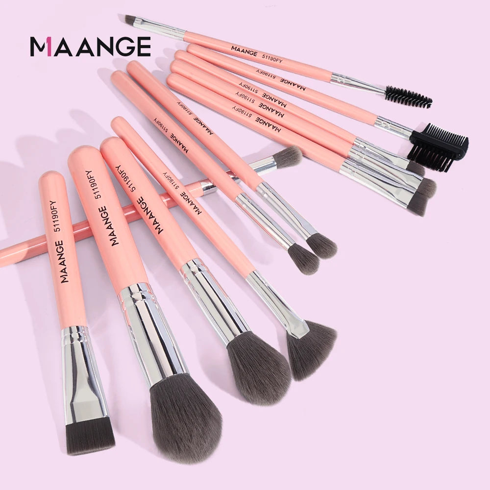 Professional Wholesale Custom Service Cosmetic Beauty Makeup Tools Wooden Handle Makeup Brushes 12pcs