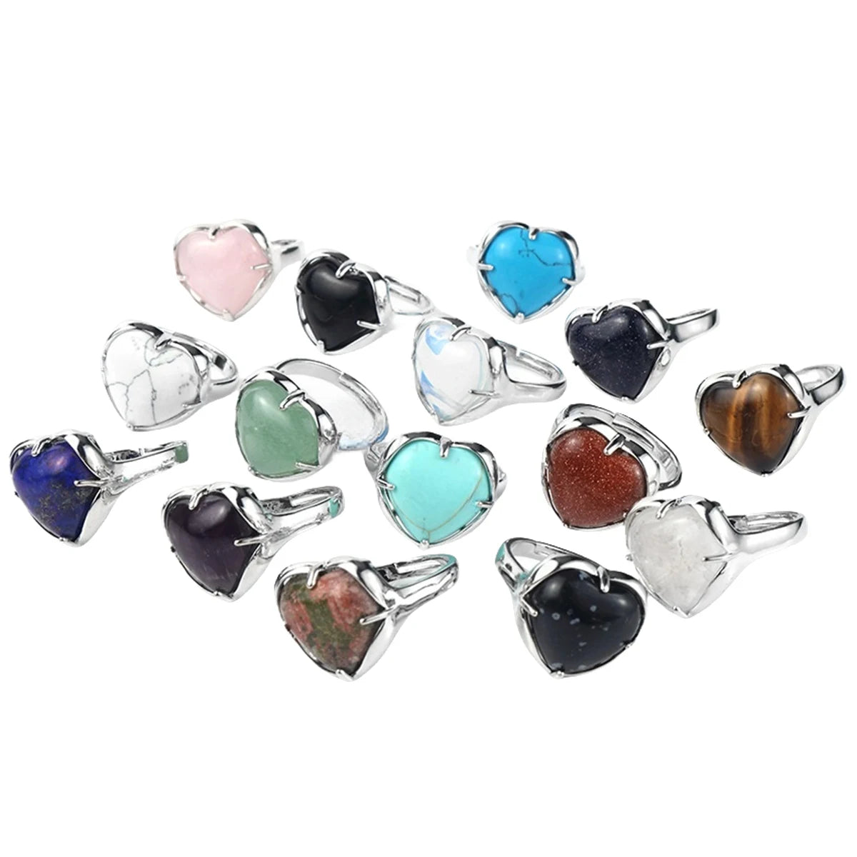 Wholesale New Arrival Women's Fine Jewelry Ladies Fashion Waterproof Heart Shaped Gemstone Rings