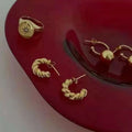 17mm 18k Gold Plated Stainless Steel Thick Braid Braided Twist Hoop Earrings