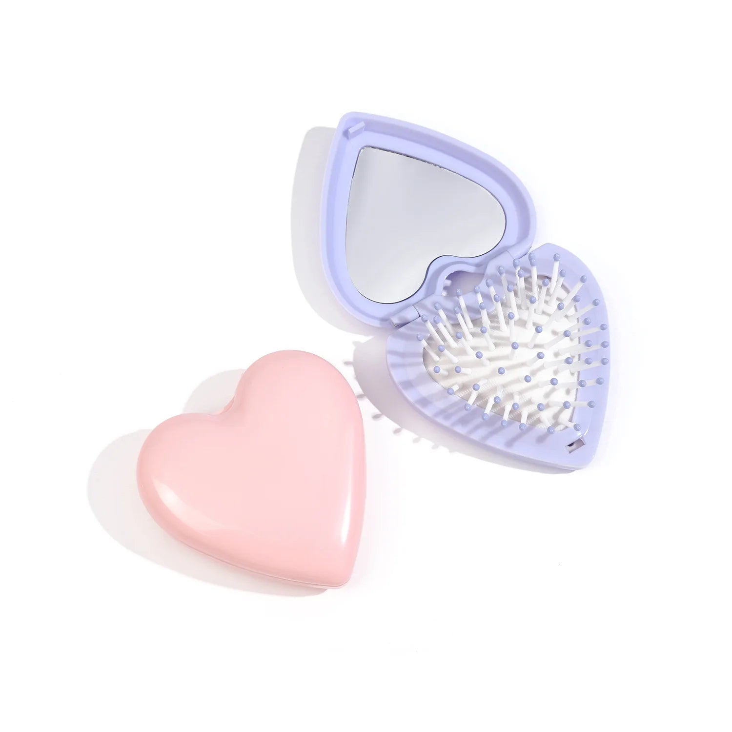 Gmagic Hot Sale New Massage Comb Heart-Shaped Folding Mirror Comb Mini Mirror Portable Scalp Massage Cute Girl Student Gift Comb