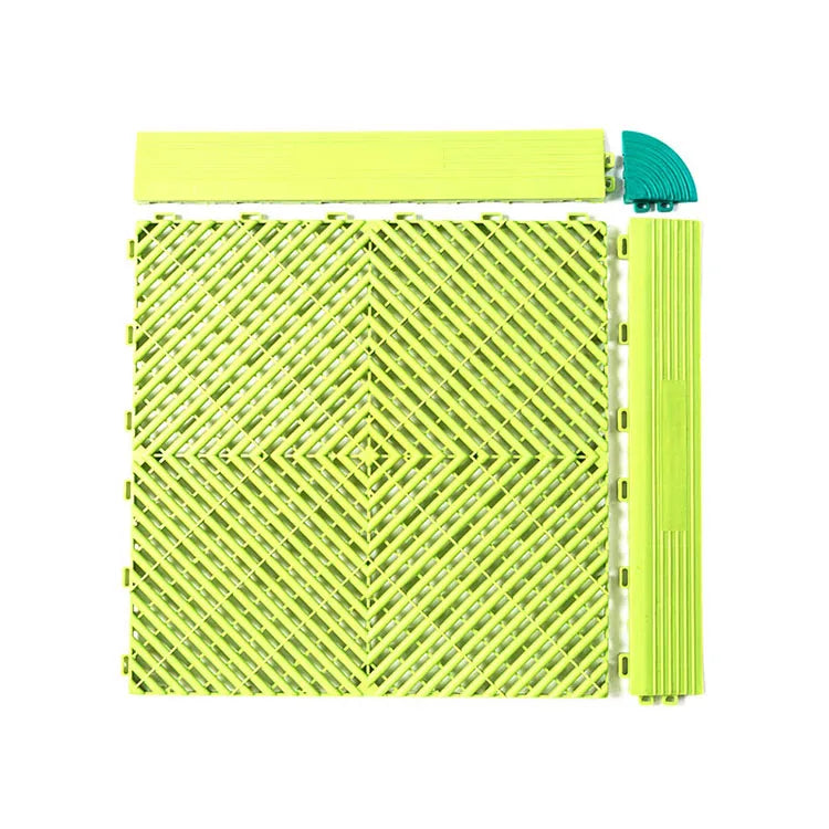 Heavy Duty Interlocking PP Garage Floor Tiles Vented Grid Design Vinyl Flooring for Car Wash & Villa Graphic Solution Available