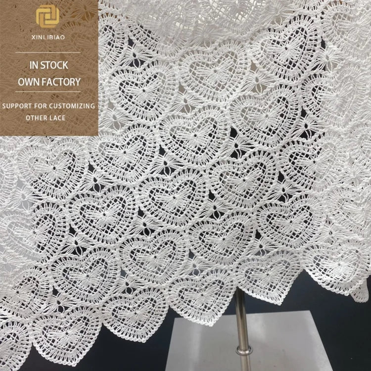 Manufacturers Wholesale Dress Fashion Lace Fabric Hollow Heart Embroidery Lace Fabric Clothing Polyester Lace Fabric