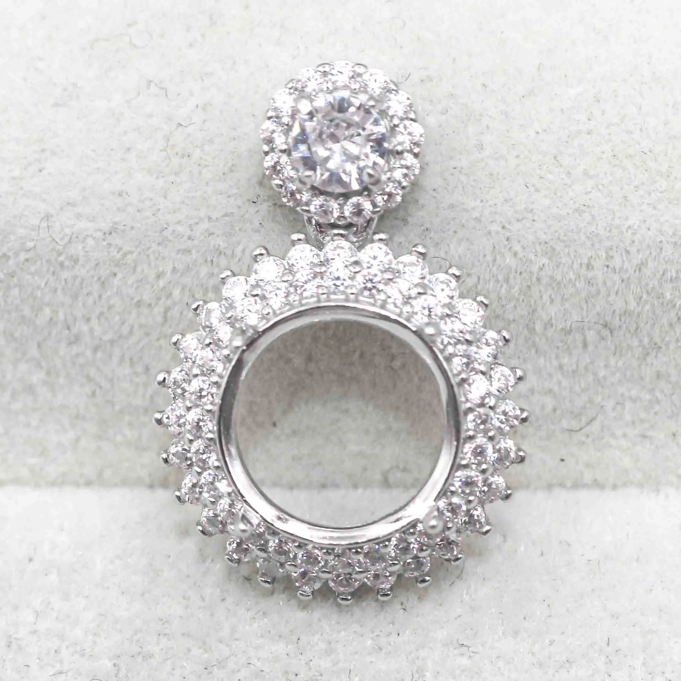 Sterling Silver 10*10mm Semi Mount Pendant Empty Frame Blank Support Setting S925 Base Holder Without Center Stone for DIY Inlay