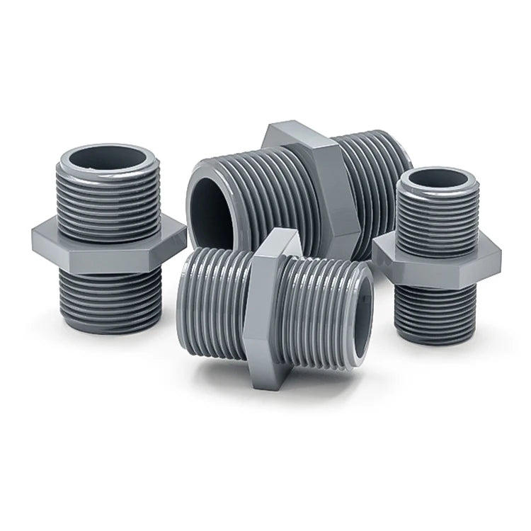 UPVC Double Male Thread Direct Straight Through Double Male Wire Direct Pipe Fittings