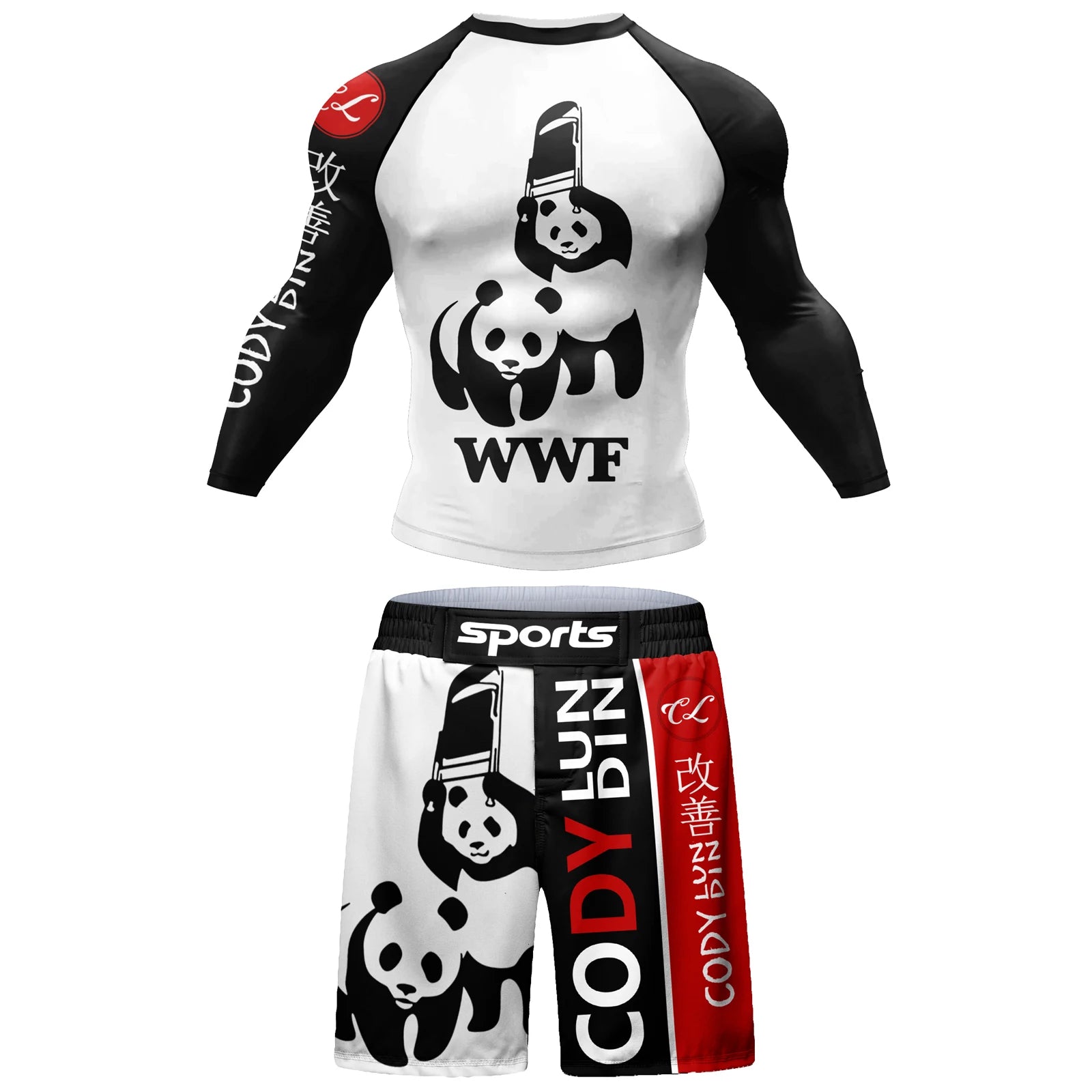 Digital Printed Men Active Wear Cool Fighting Clothes Grappling Rash Guard Sets Muay Thai Boxing Shorts Male Tracksuit