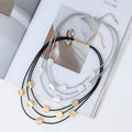 Custom  Layered String Rope Sweater Necklace 3 Layers Gold Plated Geometric Choker Necklace for Women