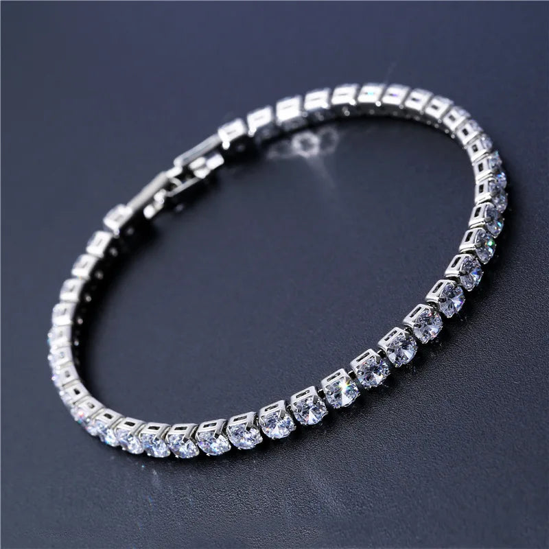 Luxury 4mm Tennis Bracelet Gold Silver Color Cubic Zirconia Jewelry Iced Out Chain Crystal Diamond Bracelet for Women Men