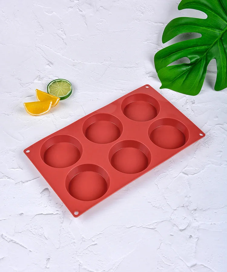 Early Riser Custom 6 Cavity Round Silicone Soap Mould Chocolate Cake Mousse Moulds Handmade Soap Moulds Tart Cookie Baking Tools