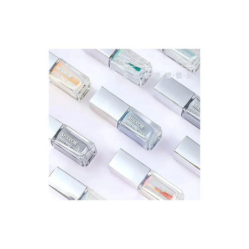 Hot Sale 5ml Magic Chrome Liquid Aurora Powder Metallic Mirror Effect Nail Polish Function Top Coat Color Nail