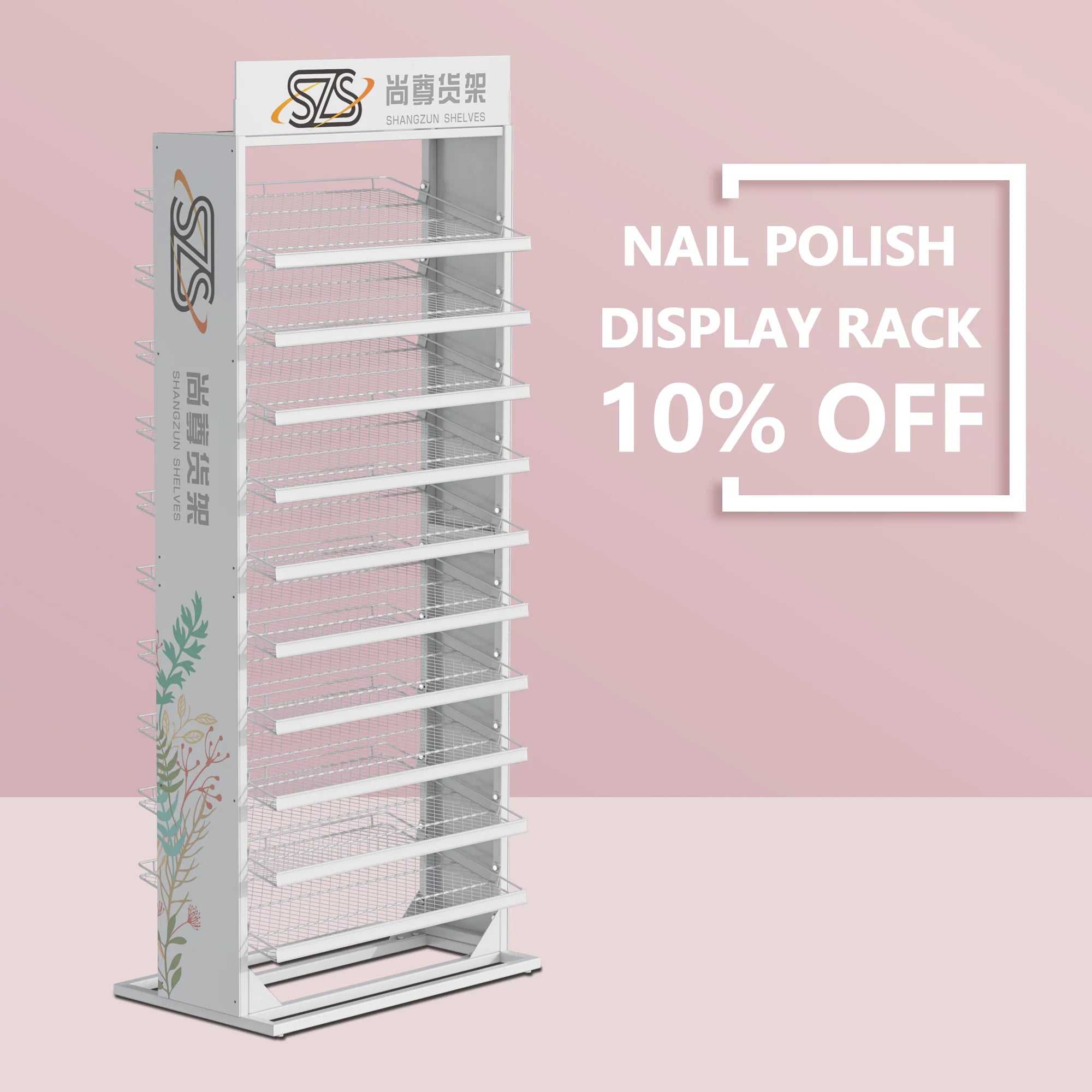 10% off Portable Retail Custom Metal opi Nail Polish Lipstick Showy Beauty Wall Display Stand  Rack Cosmetic Storage Rack
