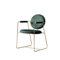 Modern Minimalist Line Armchair Gold Stainless Steel Dining Chairs Green Leather Fabric Back Leisure Chair Dining Room Furniture