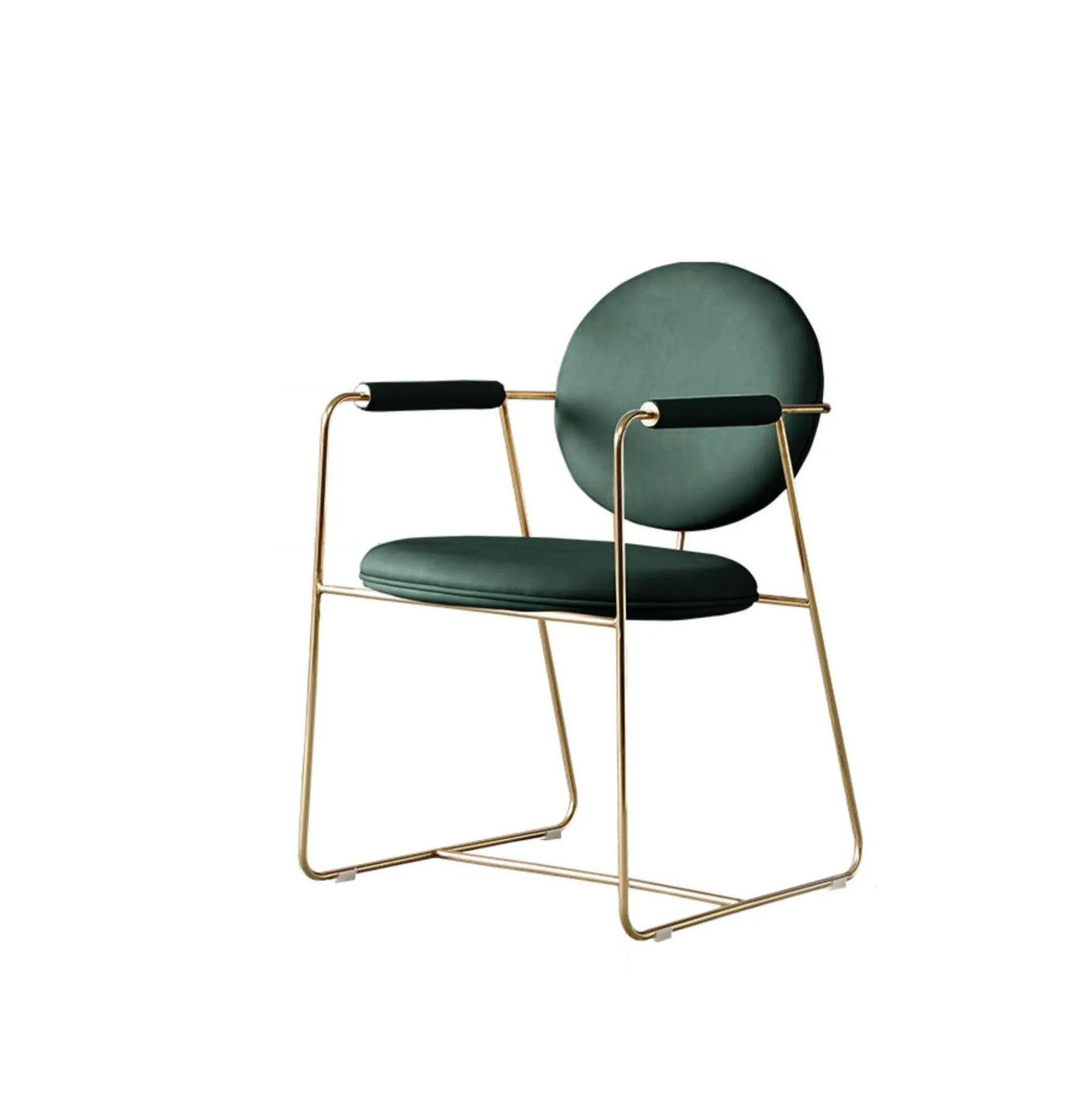 Modern Minimalist Line Armchair Gold Stainless Steel Dining Chairs Green Leather Fabric Back Leisure Chair Dining Room Furniture