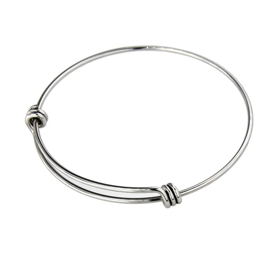 Fashion Silver Gold Color Plain Women Children DIY Jewelry Making Bracelets Adjustable Stainless Steel Bracelet Bangle