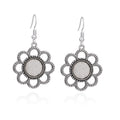 Cabochon Diy Custom 12mm Bezel Setting Blanks Earrings Drop Flower Fashion Antique Bronze Silver Alloy Earrings