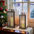 Metal Cage Set of Two Candle Lantern Big Size Floor Lantern Industrial Style Decoration for Cozy Home