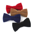Trade Assurance High Quality Doel Flannel Bow Tie Cute Velvet Black Plain Bowtie Solid Velvet Bow Tie Wholesale