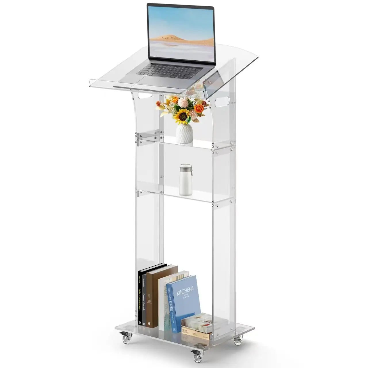 Transparent Podium Acrylic Host Desk MC Consultation Welcome Desk Acrylic Lecture Desk