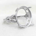 Sterling Silver 14*18mm Semi Mount Ring Empty Frame Blank Support Claws Setting S925 Base Holder Without Center Stone for Inlay