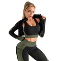 Women's Sports Yoga Suit Set Solid Color Seamless Breathable Lightweight Quick Dry Four-Way Stretch Eco-Friendly Three-Piece