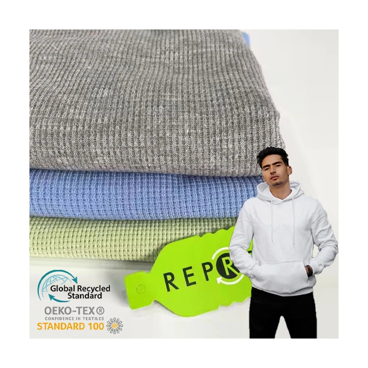 Custom Hoodie Fabric 95%polyester 5%spandex Knit Waffle Fabric for Garment Wholesale