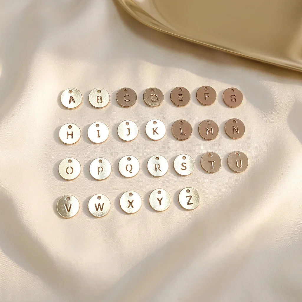 GP US Round Disc Initial Letter Charm 0.5mm 0.8mm Thick Letter Charm Engraved Pendant 14K Gold Filled Permanent Jewelry Supplier