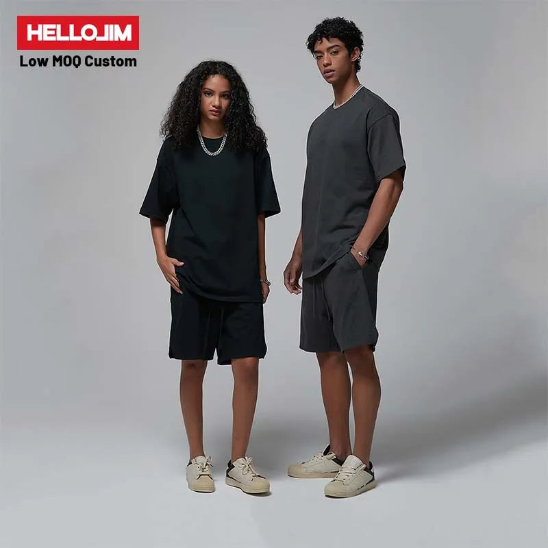 HELLOJIM 2024 New 300 Gsm Oversized Summer Custom Oversized Tshirt Unisex Plain 100% Cotton Tshirts Boxy Fit t Shirt