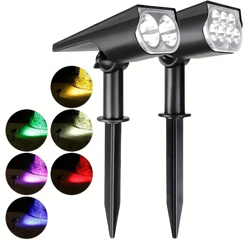 Outdoor Ground-in Spotlights White Warm RGB Solar Garden Lights for Yard Tress Lawn Villa