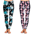 Women High Yoga Waist Buttery Soft 92% Polyester 8% Spandex Blue Flower Leggings for Women