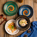 Hot Sale Japanese Style Round Matte Hand-Painted Porcelain Plate Decorative Deep Food Plate Ceramic Dinnerware
