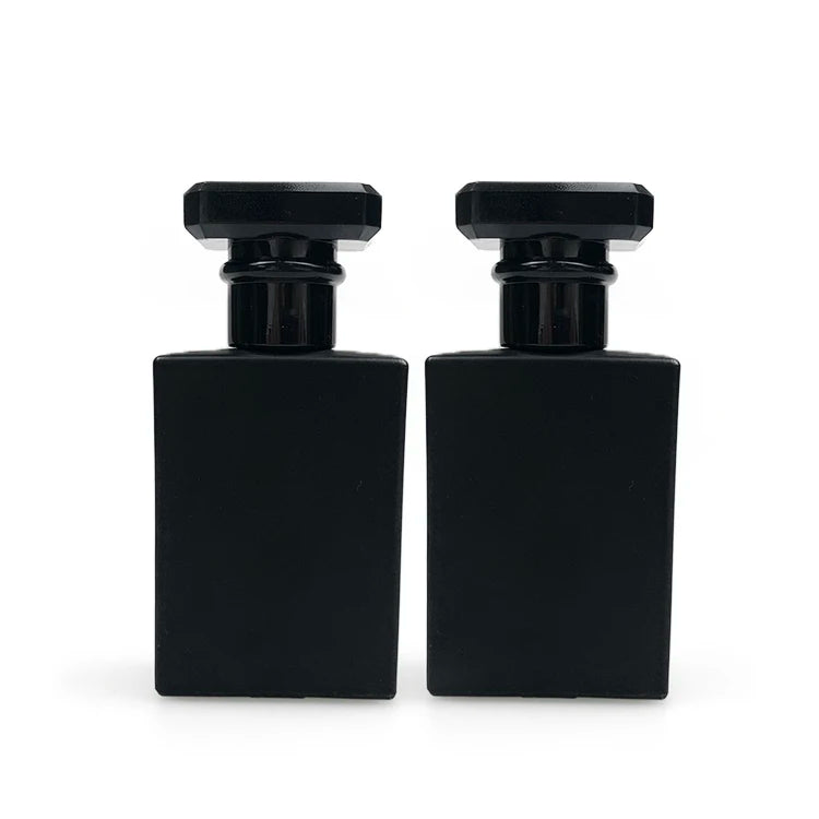 NH 50ml Square Flat Glass Transparent Black Spray Perfume Bottle