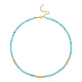 18K Gold Plated Stainless Steel Jewelry Natural Blue Turquoise Stone Accessories Necklaces P213249
