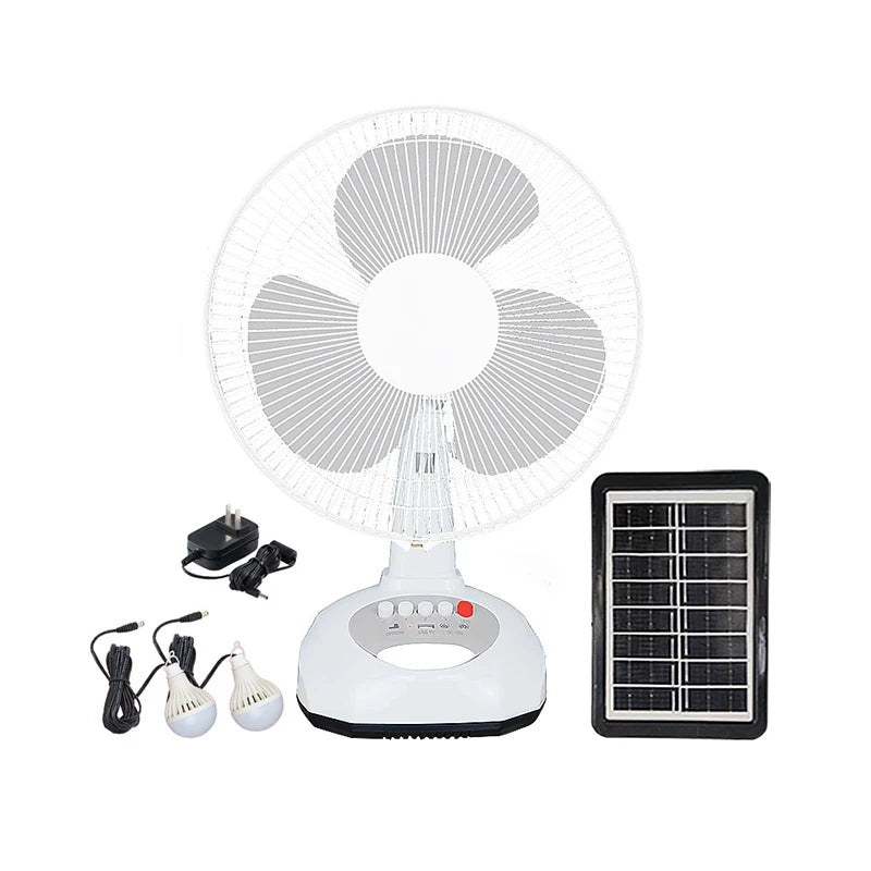 12 Inches 3 Blades Rechargeable Home Solar Fans Rechargeable Electric Solar Fan With Solar Panel