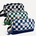 Portable Checkerboard Stationery Bag Cute Canvas Pencil Case with Zipper for Student Office Desktop Storage Perfect Gift Idea