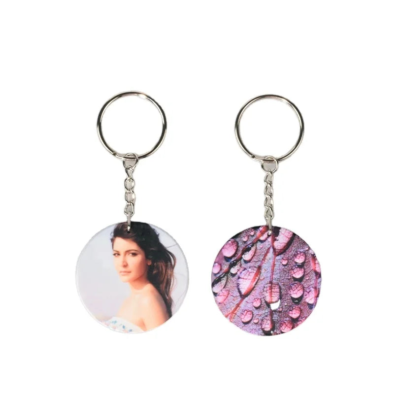 Qualisub Polymer Sublimation Keychain Blanks Round Shape Blank Sublimation Keychain Double Sides Printable Sublimation Keychain