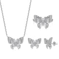 Dylam Charm Elegance Jewelry Set Women S925 Silver Gold Plated 5A Cubic Zirconia Diamond Butterfly Necklace Earrings Ring