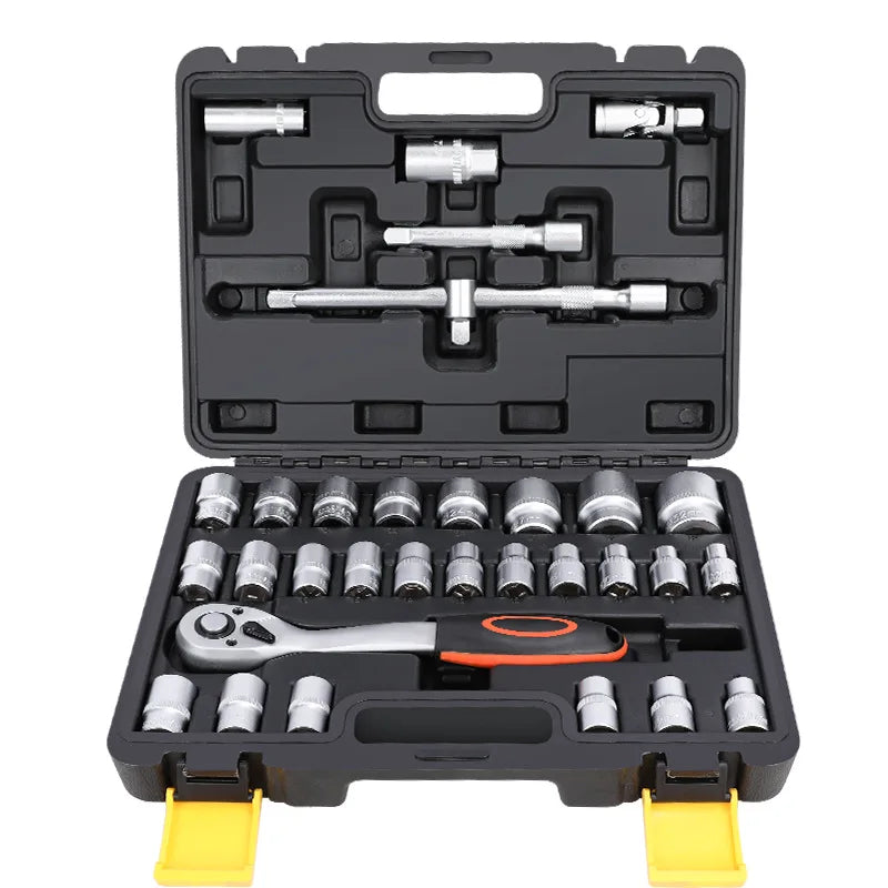 Wholesale Socket Set 1/2" 24T Universal Extension Socket Several Wheel Wrench Black Plastic Box Snap Socket Set