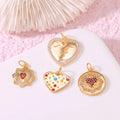 Fashion DIY Women's Jewelry Pendant 14K Gold Plated Colorful Zircon Heart Charm Handmade Necklace Handmade Accessories