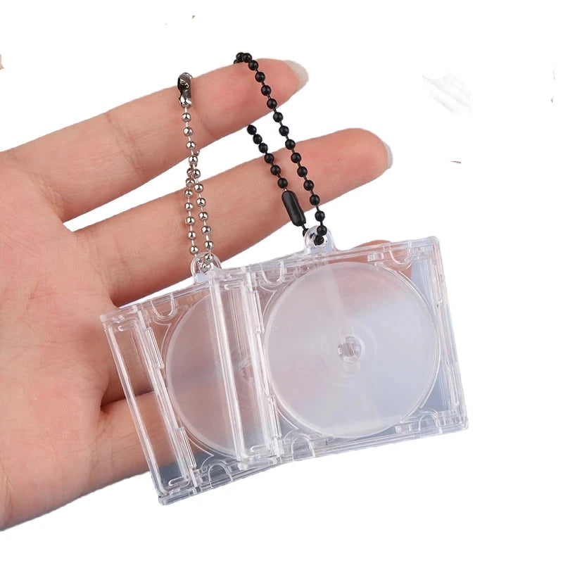Peripheral Commemorative Blank Album Mini CD Case Keychain CD Player Shaped Acrylic Key Chains for DIY Bag Pendant Album Keyring